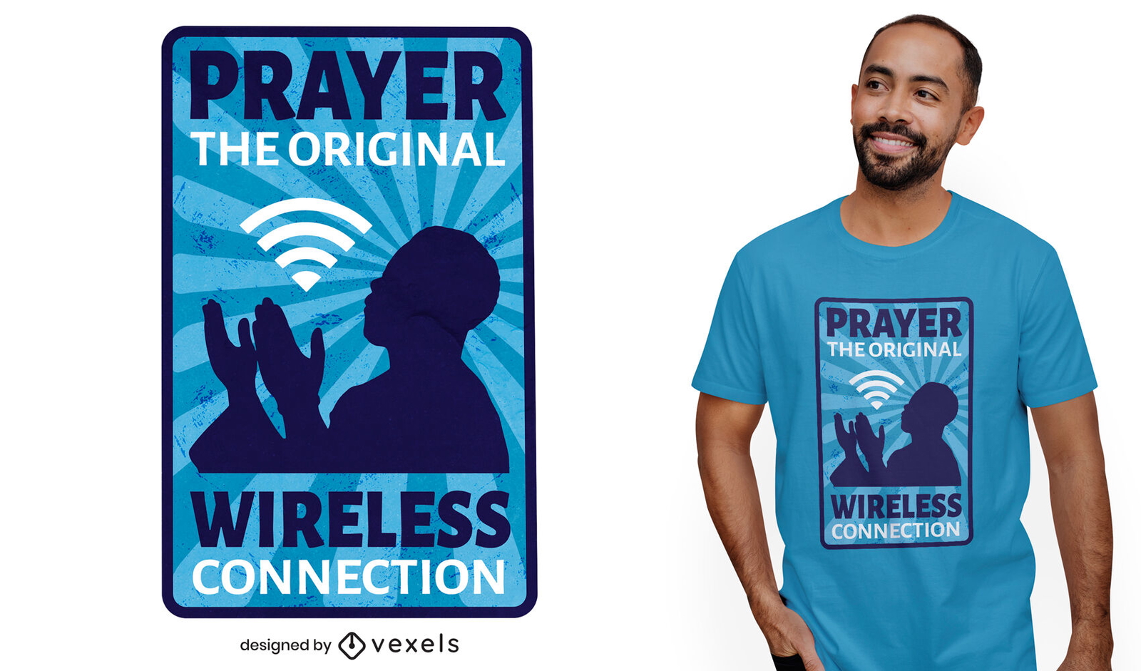 Design de t-shirt de piada wi-fi de oração religiosa