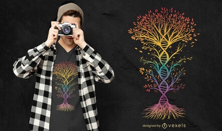 Design de camiseta colorida com árvore de DNA