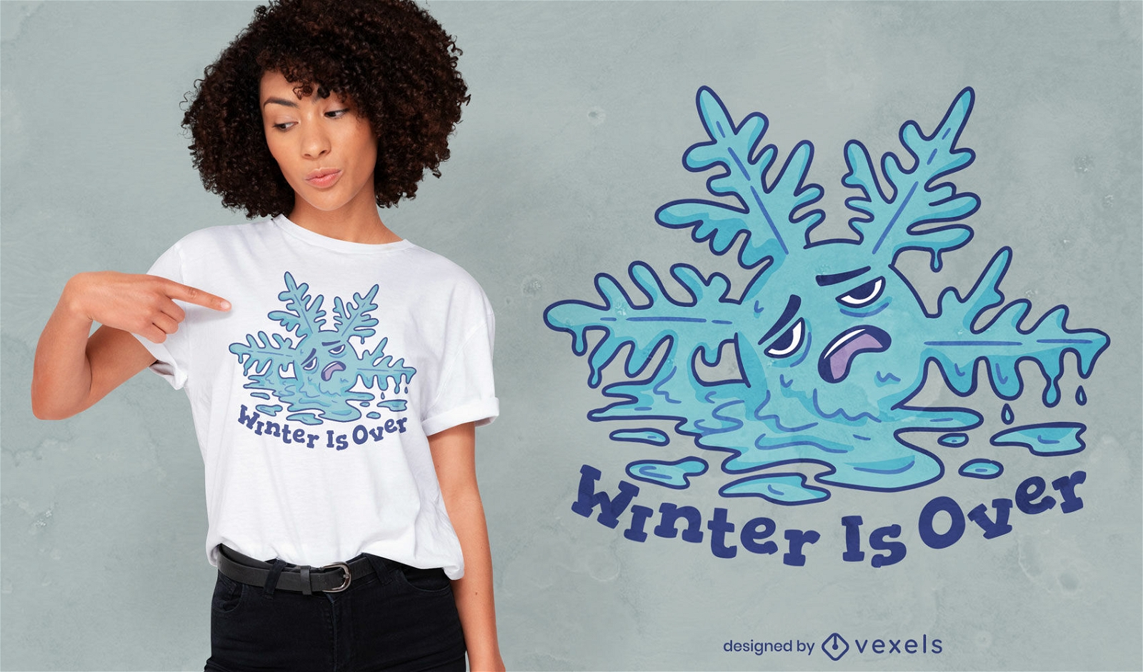 Design de camiseta de inverno de floco de neve derretendo