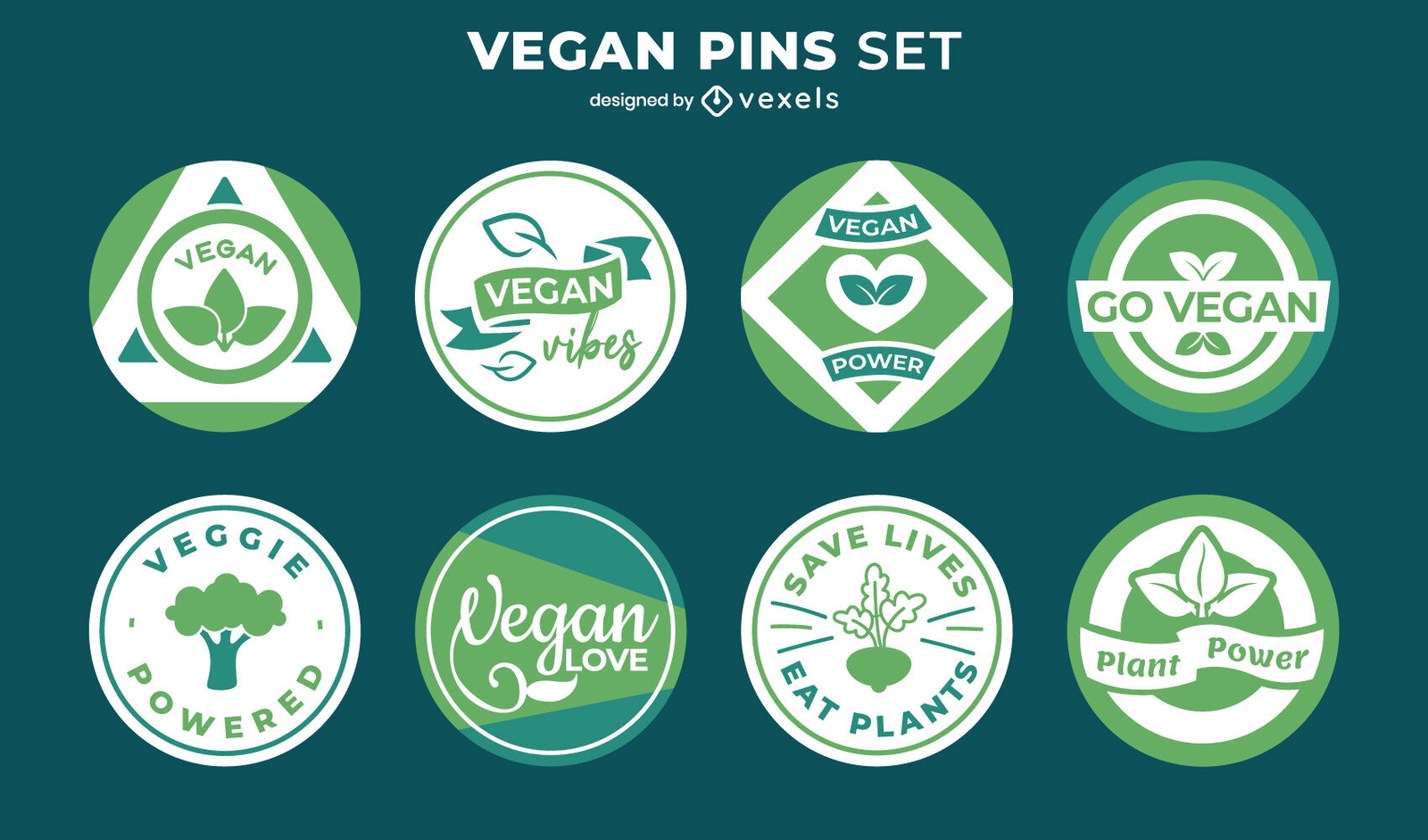 Veganes gesundes Naturkost-Grün-Pin-Set