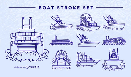 Boats and ships stroke set