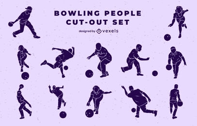 Bowling people cut out set