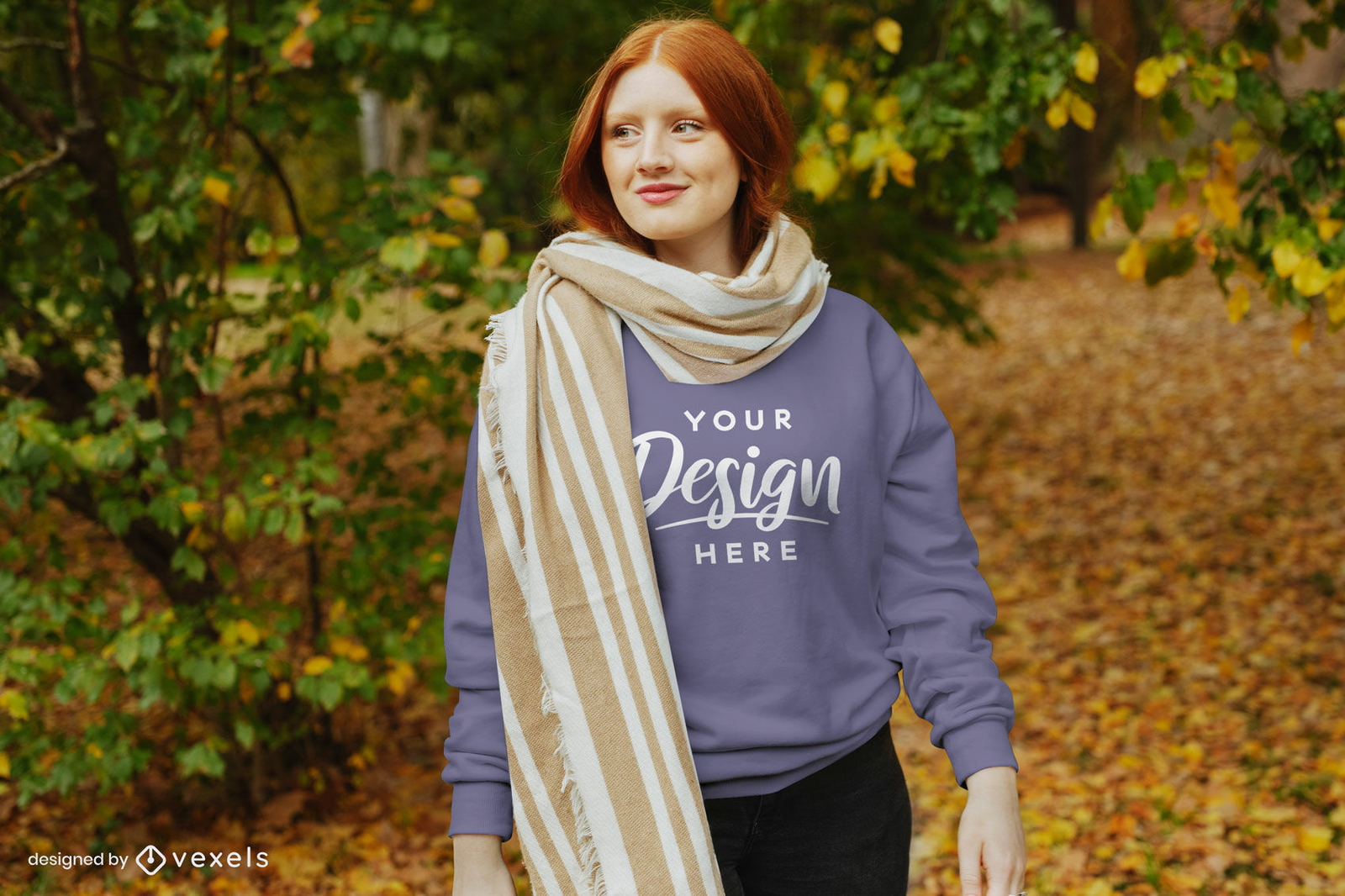 Herbst Sweatshirt Ingwer Mädchen im Schalmodell