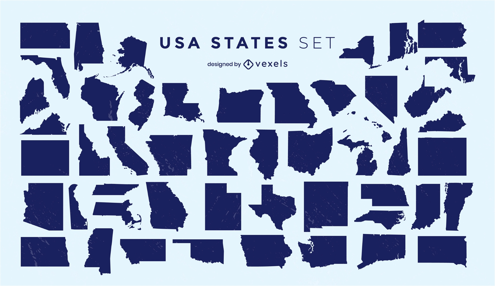 Conjunto de silhuetas dos estados dos EUA