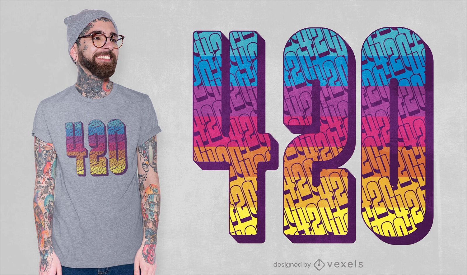 Design de camiseta colorida com letras 420 weed