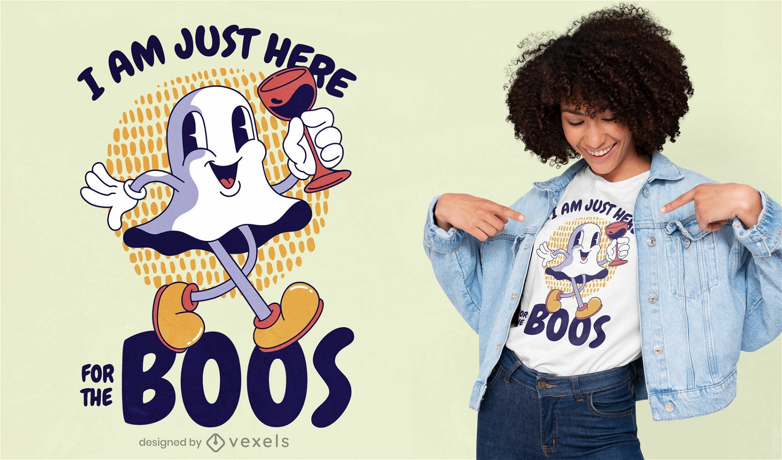 Retro cartoon ghost quote t-shirt design