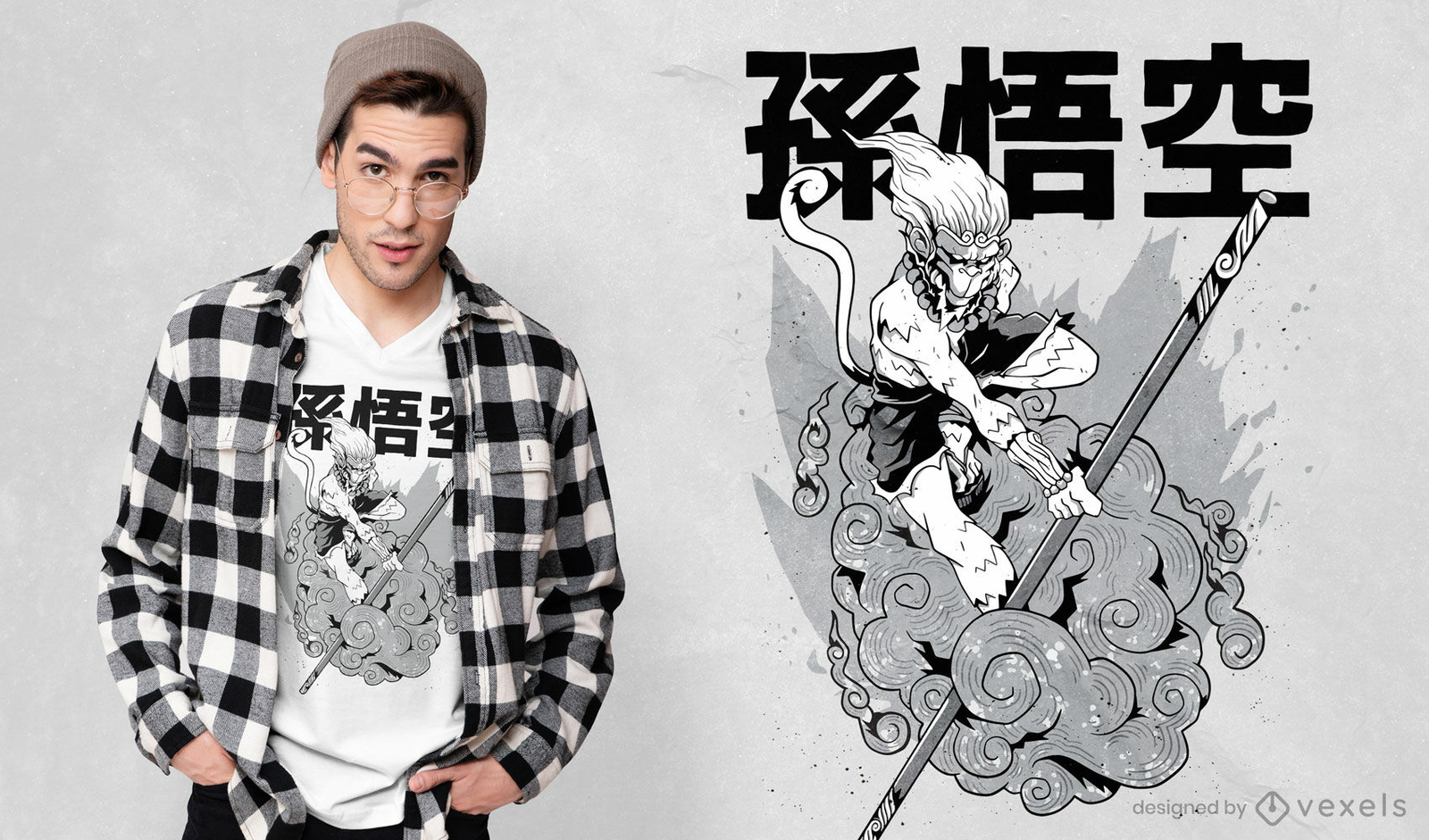 Diseño de camiseta manga Monkey King