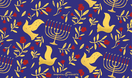 Patrón de doodle de elementos de Hanukkah