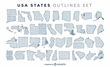 States of the US polygonal silhouettes set