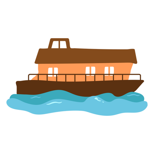 Hausboot flach navigieren PNG-Design