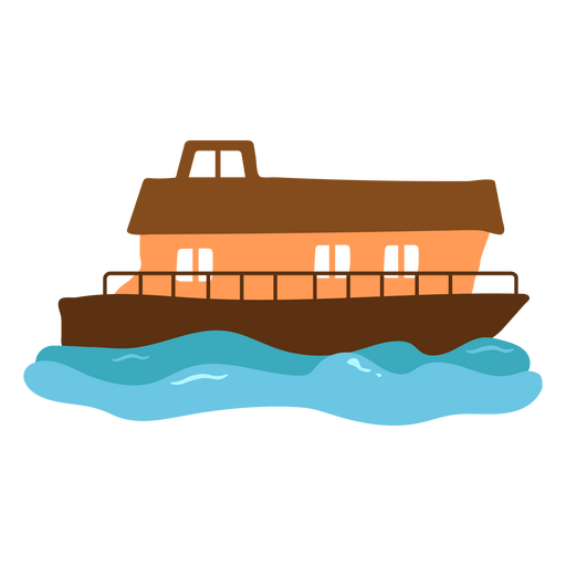 Navegação plana de barco-casa Desenho PNG