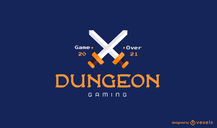 Juego de logo de espadas cruzadas