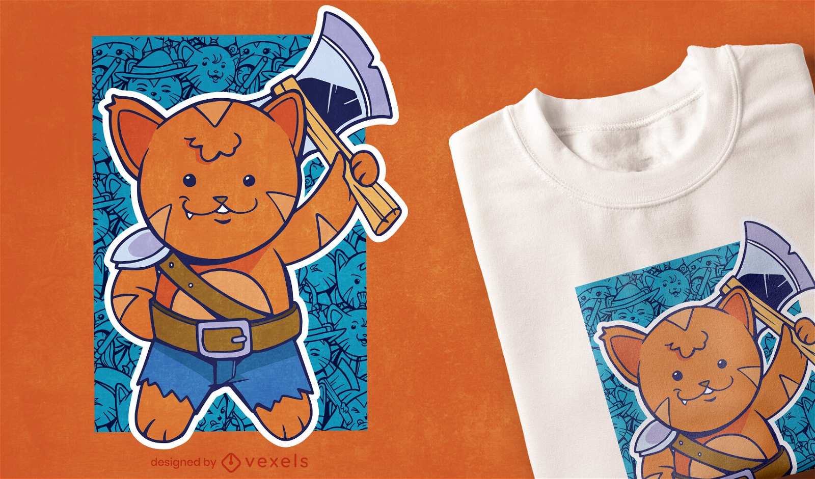 Barbarian cat t-shirt design