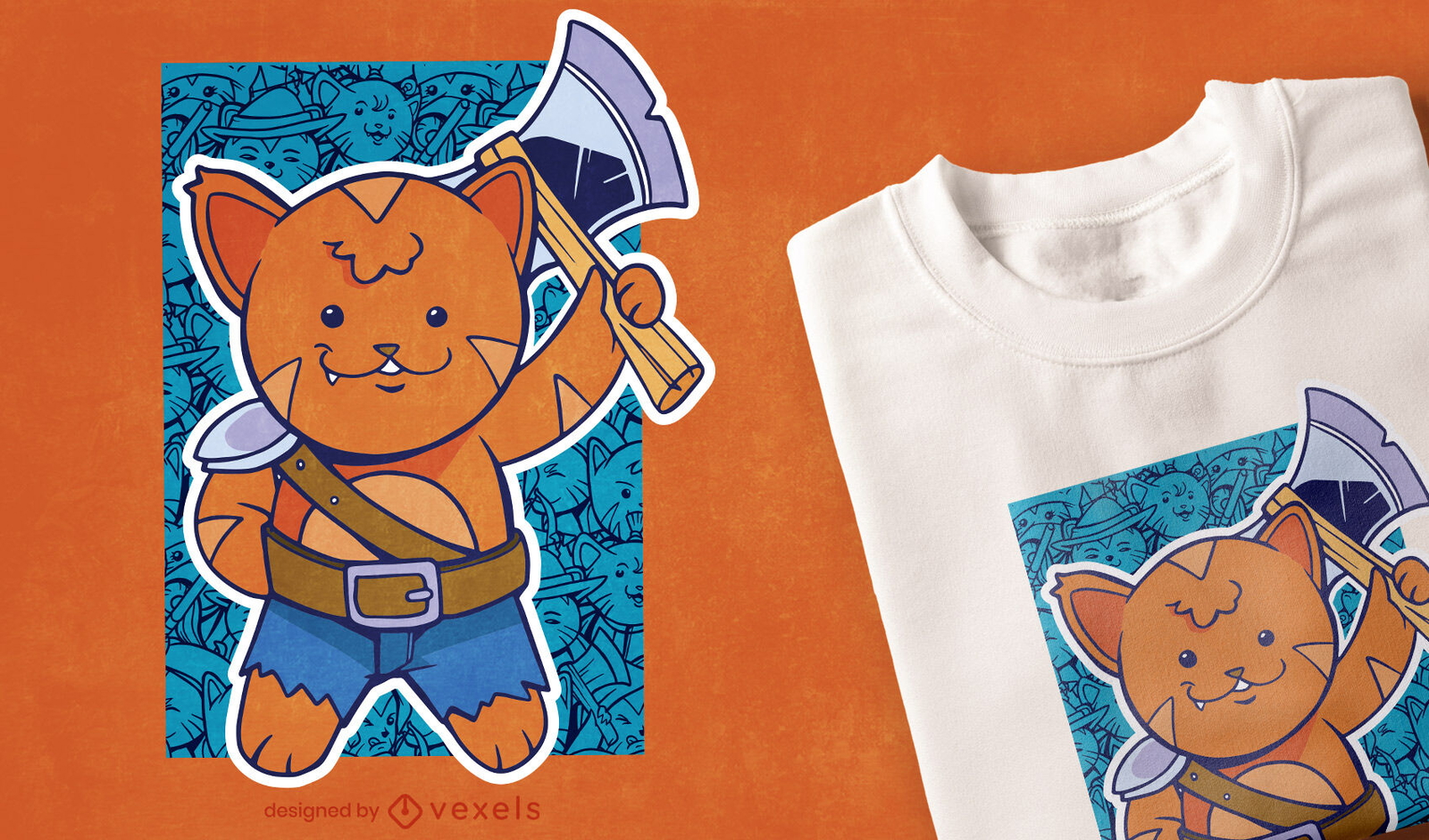 Design de t-shirt de gato bárbaro