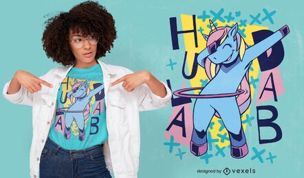Design de t-shirt Unicorn hula hooping dab