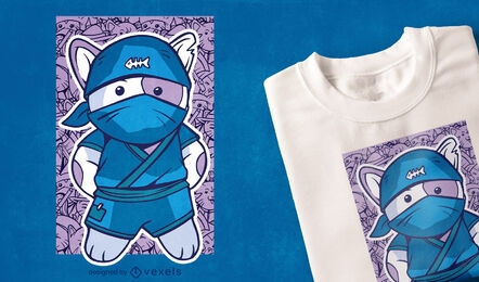 Diseño de camiseta de gato ninja