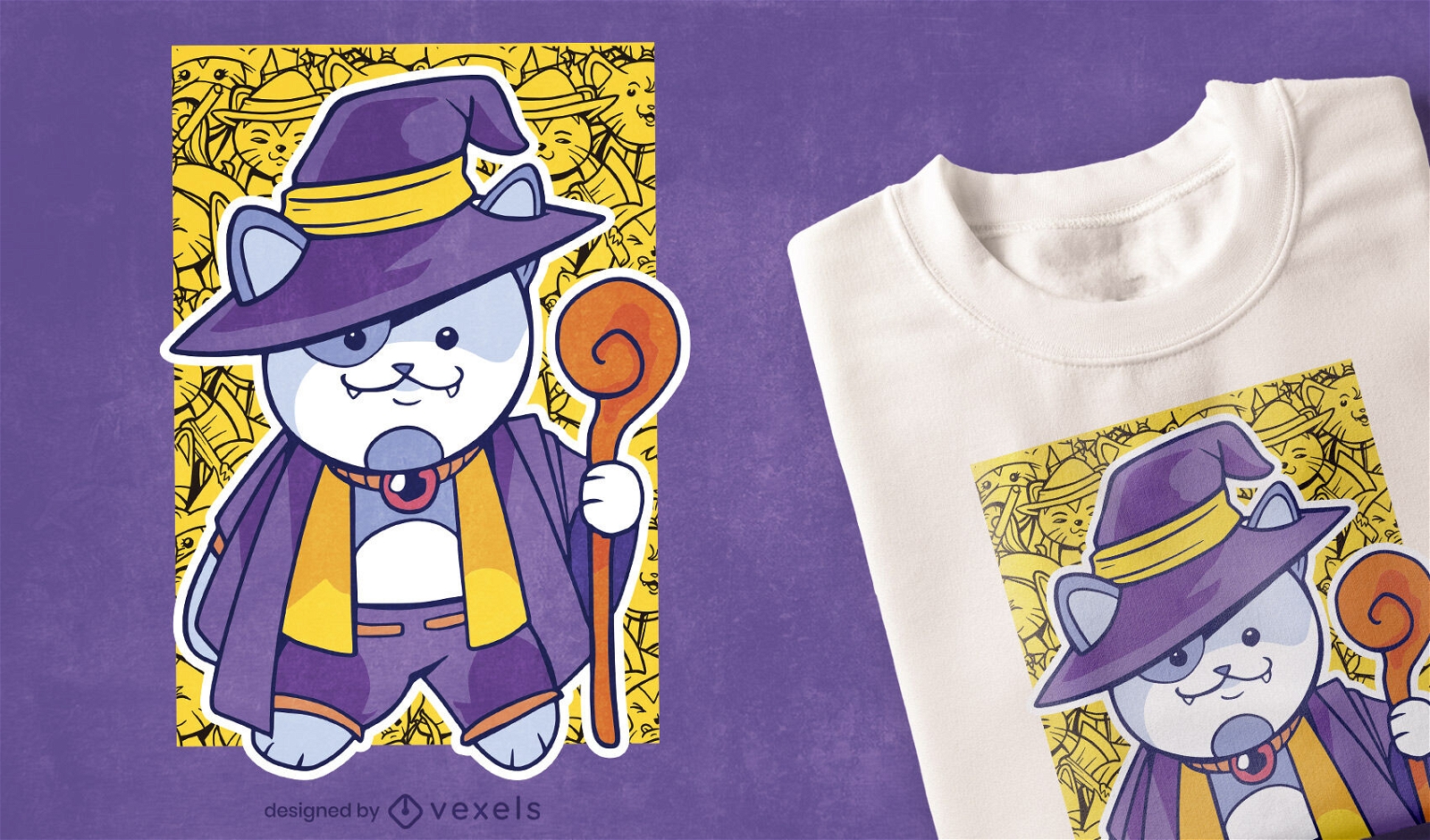 Sorcerer cat t-shirt design