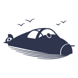 Small submarine and seagulls cut out