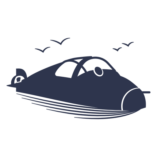 Small submarine and seagulls cut out PNG Design