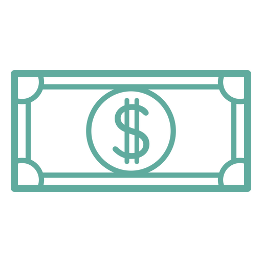 Icono de dinero de factura simple de signo de dólar Diseño PNG