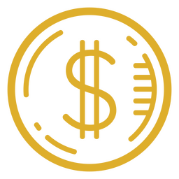 Ícone de dinheiro de moeda simples de cifrão Desenho PNG