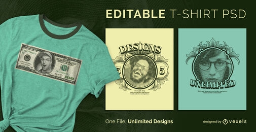 Money effect scalable PSD t-shirt template