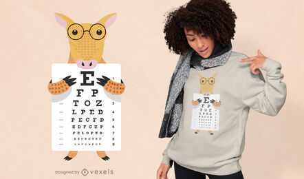 Armadillo holding eye chart t-shirt design