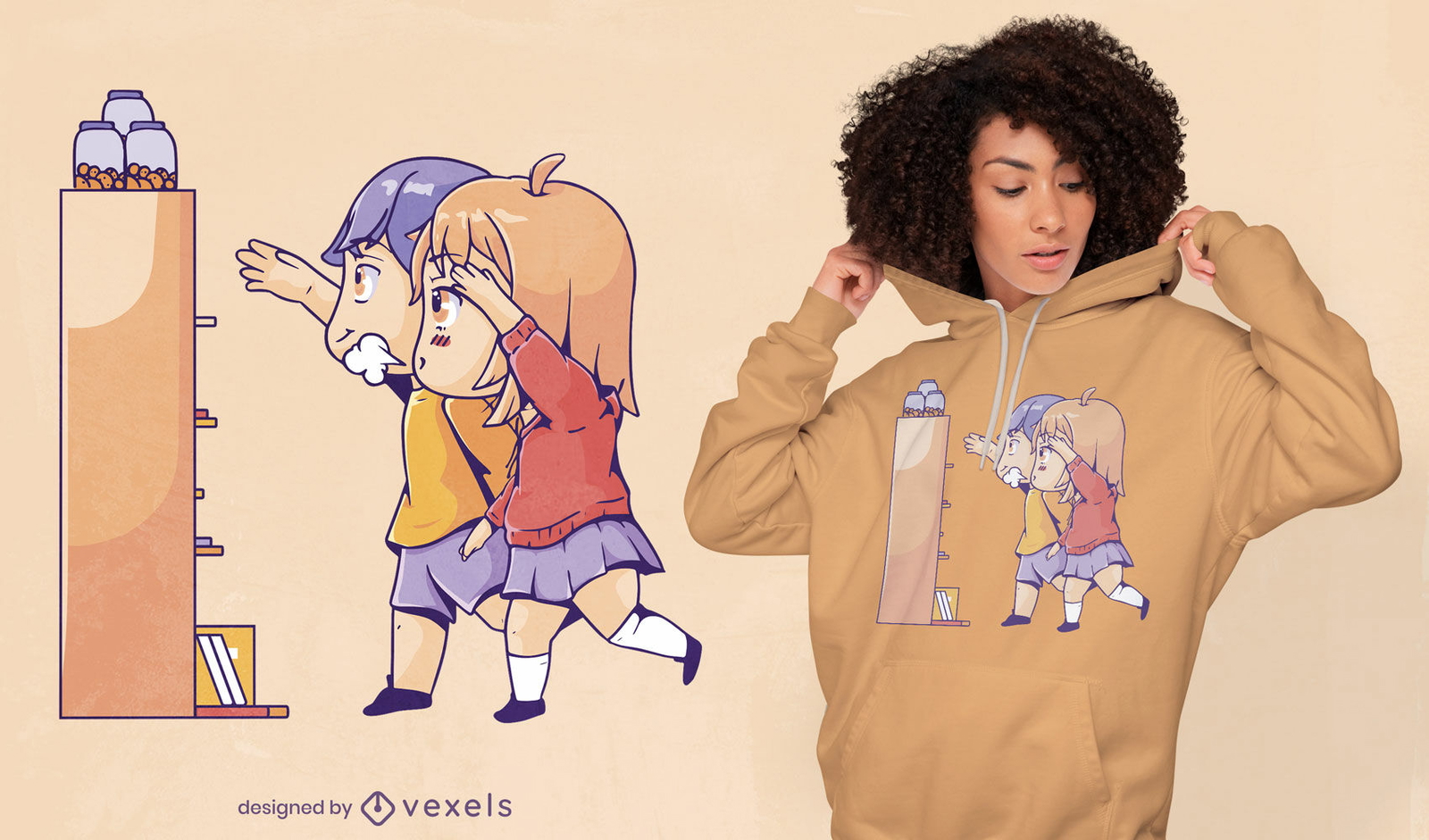 Chibis buscando diseño de camiseta de galletas