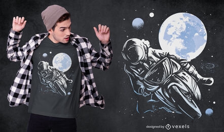 Diseño de camiseta de moto astronauta.