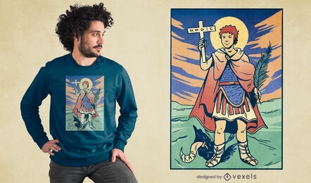 Diseño de camiseta del santo católico del centurión romano.
