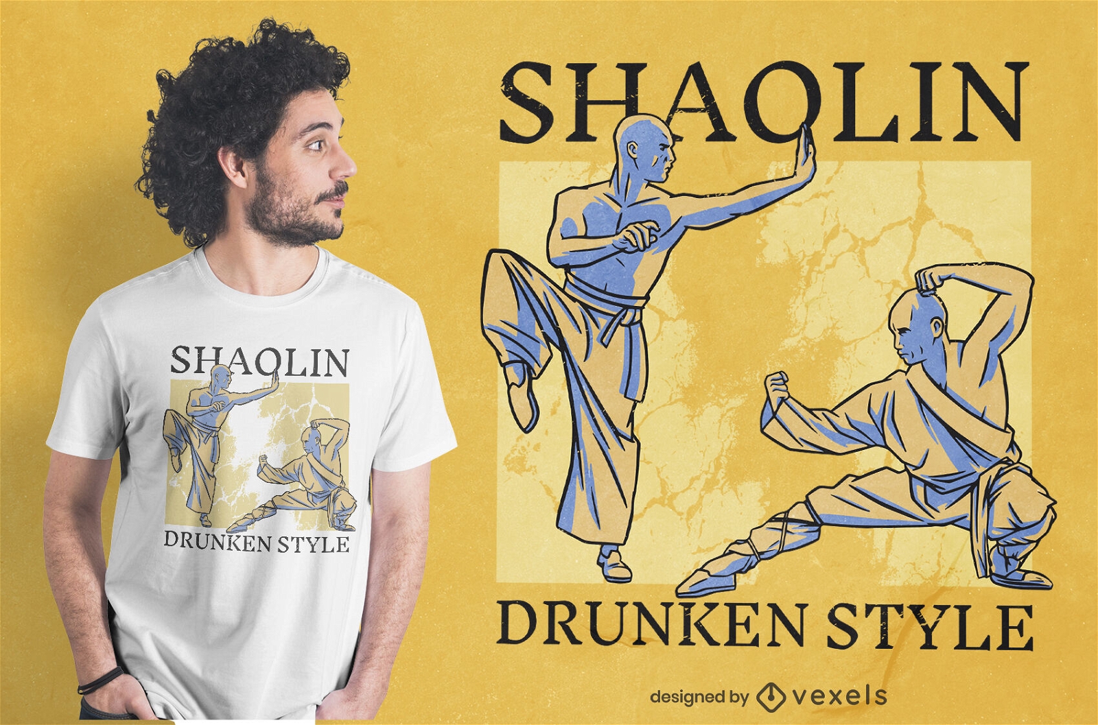 Design de camiseta shaolin estilo bêbado