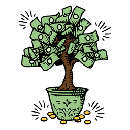 Icono de finanzas de árbol de dinero Diseño PNG