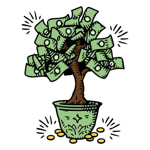 Ícone de finanças da árvore do dinheiro