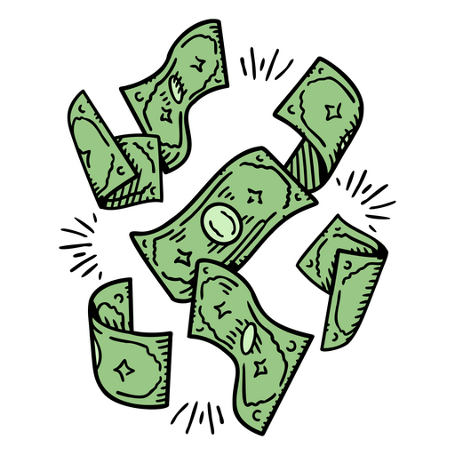 Money falling bills business finances icon PNG Design