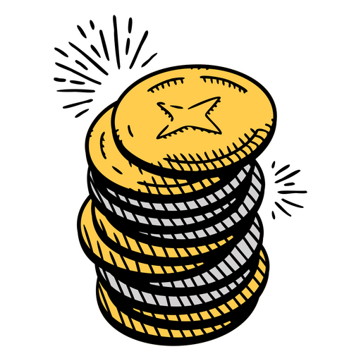Ícone de finanças de negócios de moedas de pilha de dinheiro