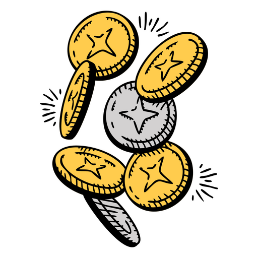 Icono de finanzas de negocio de monedas de dinero cayendo Diseño PNG