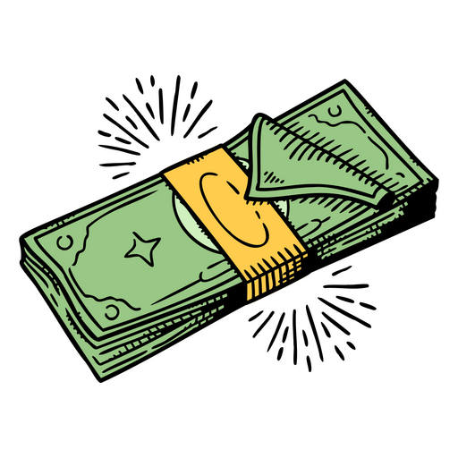 Ícone de finanças de negócios de pilha de contas de dinheiro Desenho PNG