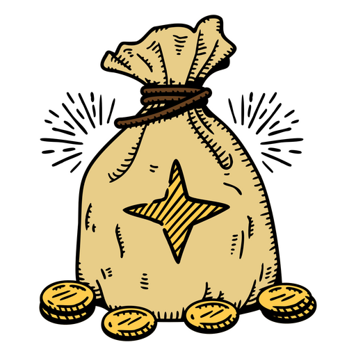 Ícone de finanças de negócios de moedas de saco de dinheiro