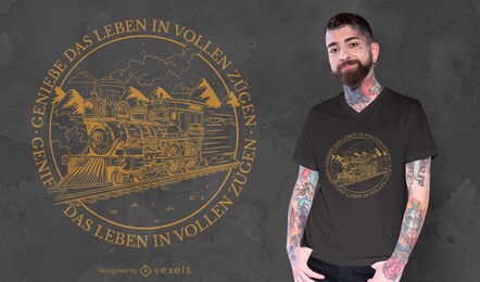 Trem de curso com design de camiseta de citação alemã