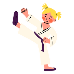 Mädchen, das Karatekarikatur tut PNG-Design