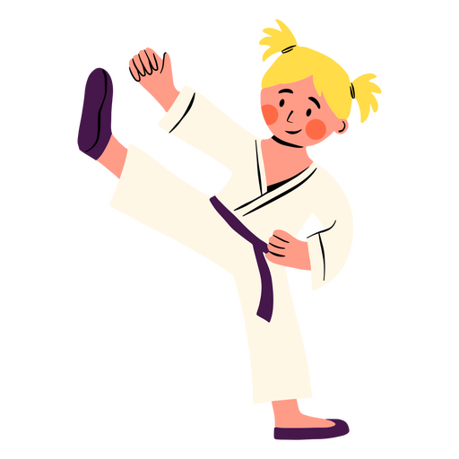Chica haciendo dibujos animados de karate Diseño PNG