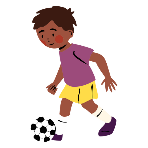 niño negro jugando al fútbol Diseño PNG