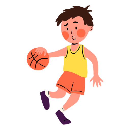 Garotinho jogando basquete Desenho PNG