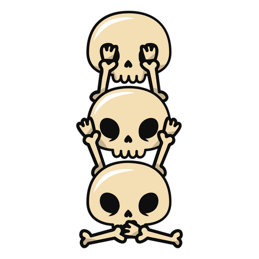 Três esqueletos fofos Desenho PNG