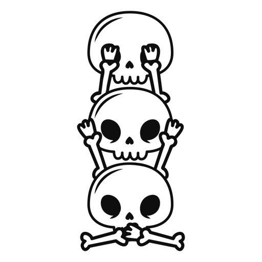 Curso kawaii de três crânios Desenho PNG