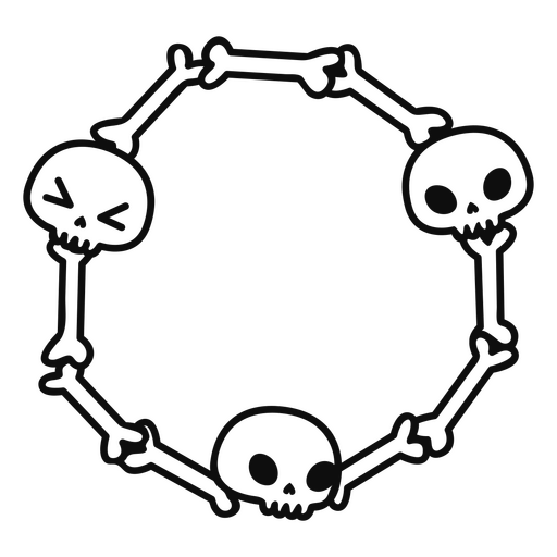 Bones and skulls stroke kawaii PNG Design