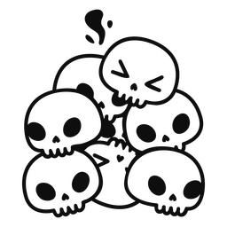 Kawaii skulls stroke PNG Design Transparent PNG