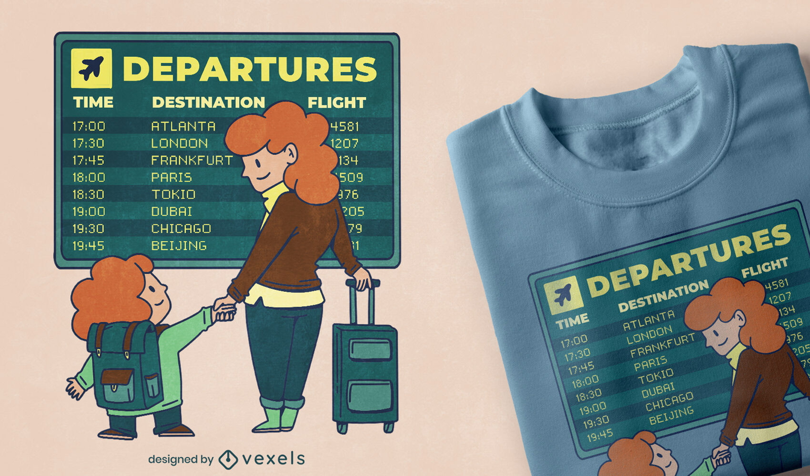 Design de t-shirt de aeroporto para mãe e filho