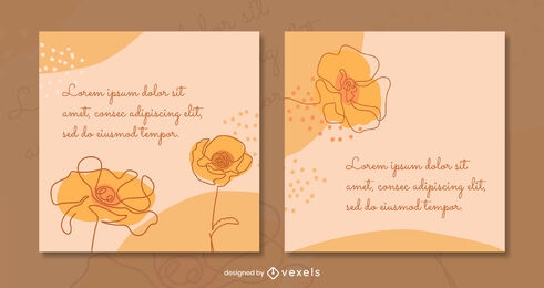 Continuous lines floral post template