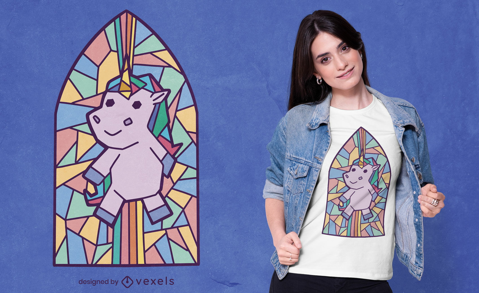 Einhorn Kirchenfenster T-Shirt Design